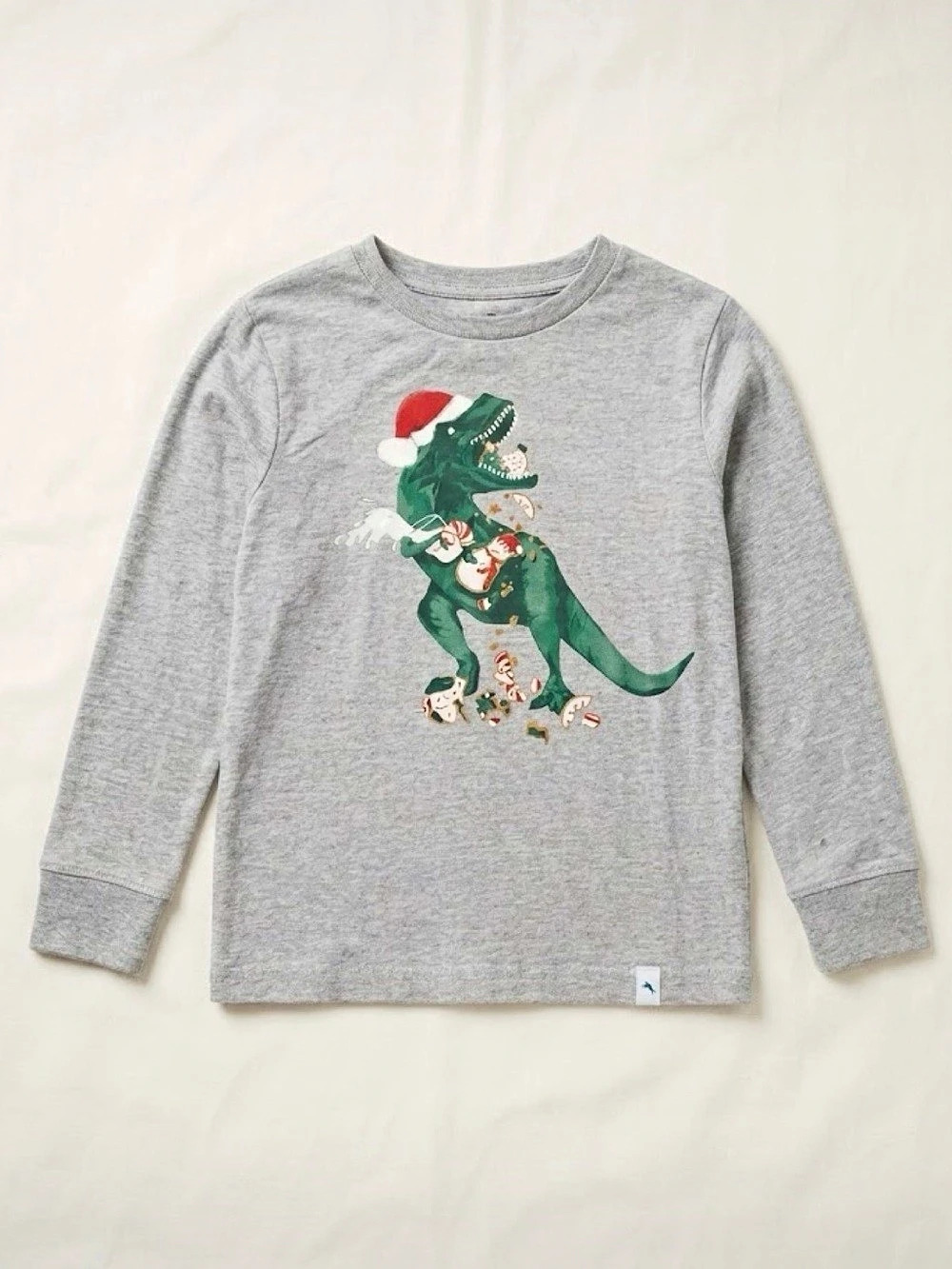 Tommy Bahama Boys Holiday T-Rex Long Sleeve Shirt — Gray Size Small 5/6